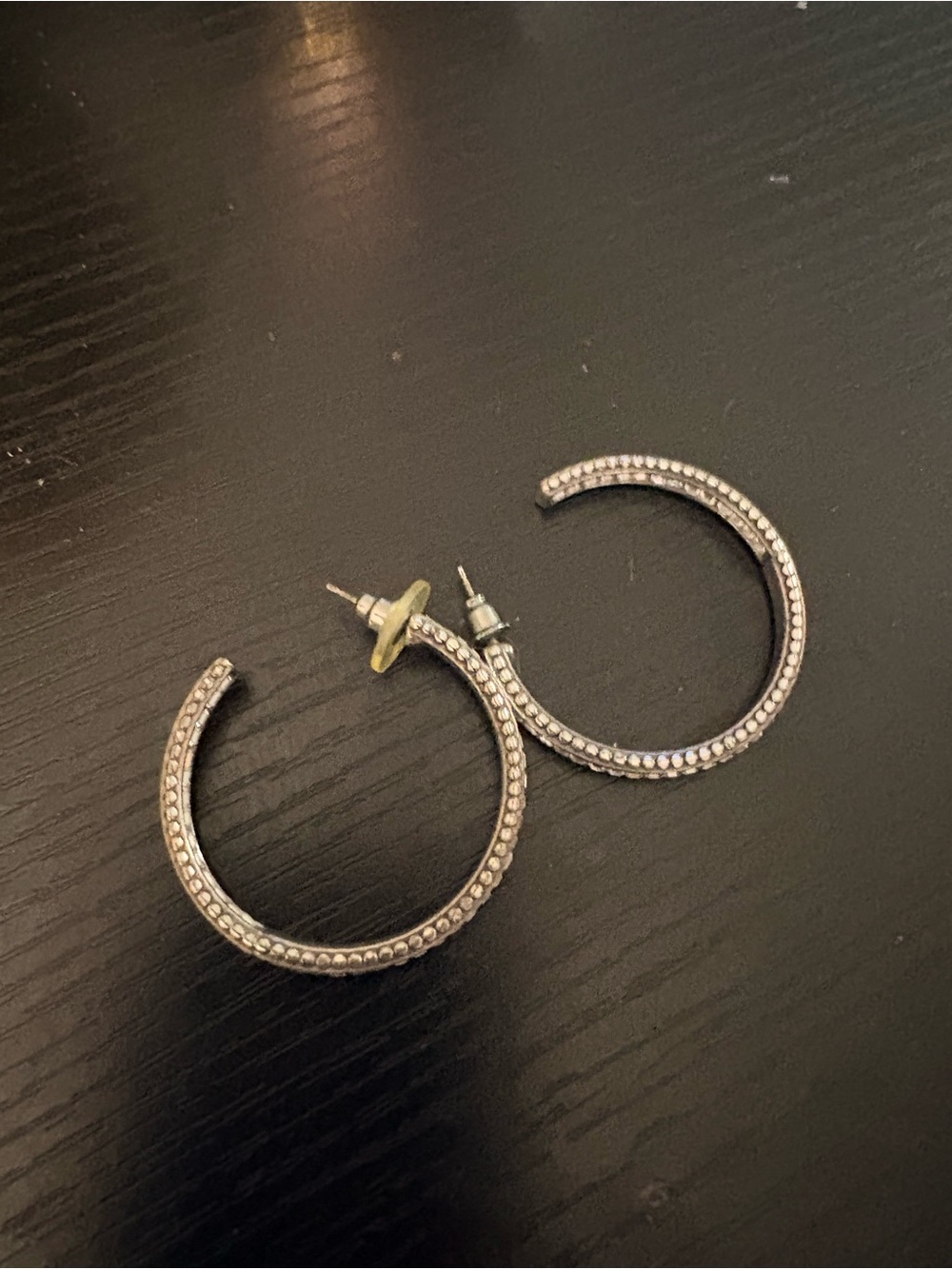 Silver Beaded Hoop Earrings - Women's Jewelry